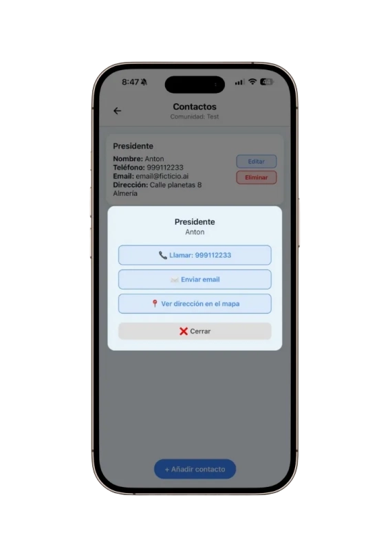 Agenda de contactos centralizada